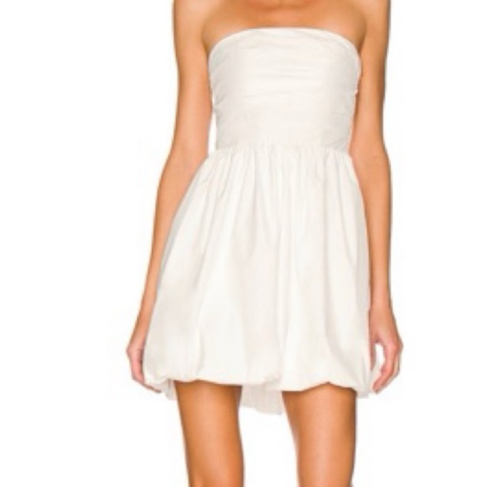 Amanda Uprichard White Strapless Pleated Sundress